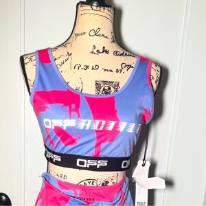 Off-White pink and blue sports bra top